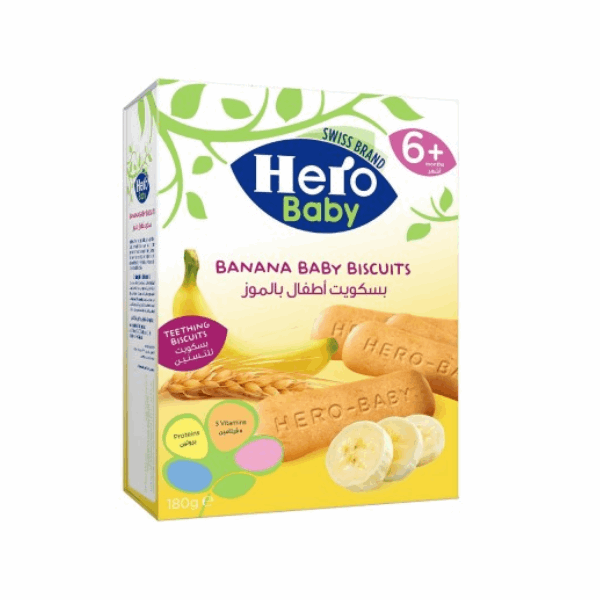 بسكويت هيرو بيبي بالموز 180جم من الشهر السادس