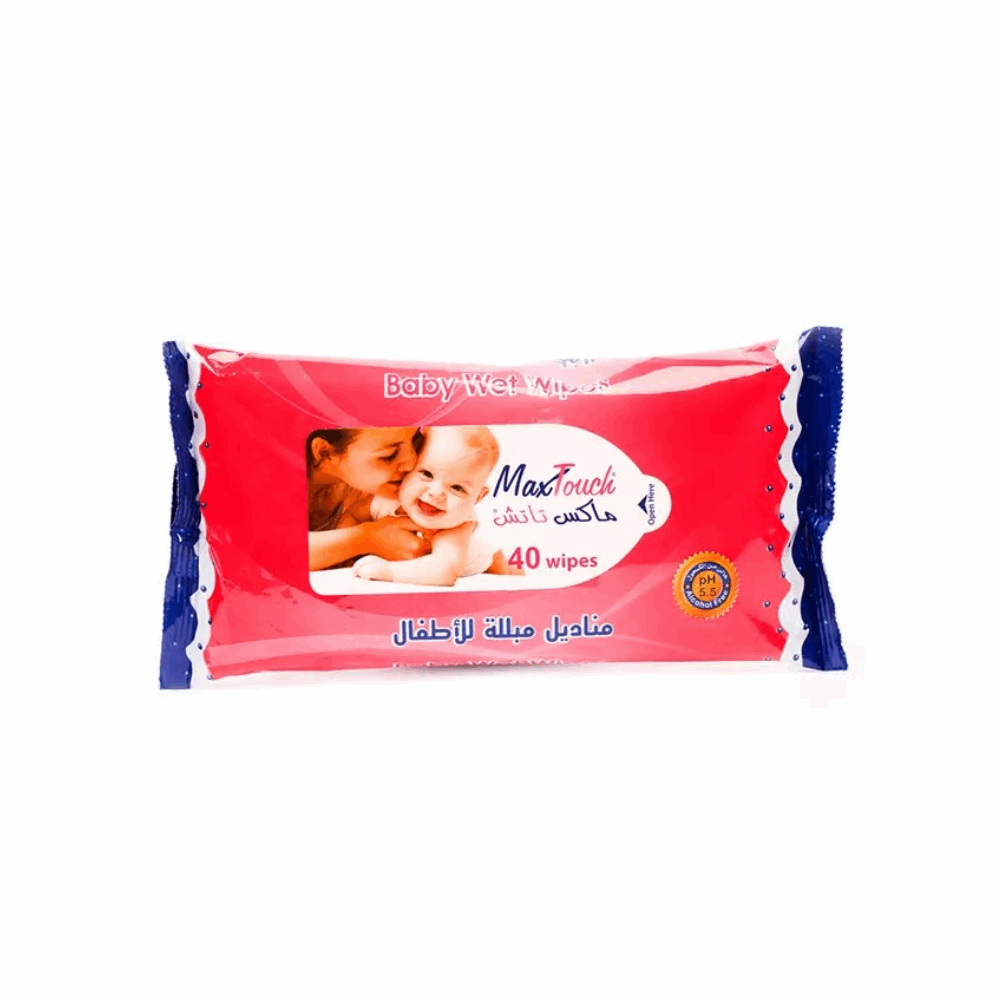 ورقيات ماكس تاتش مناديل مبللة اطفال 40 منديل