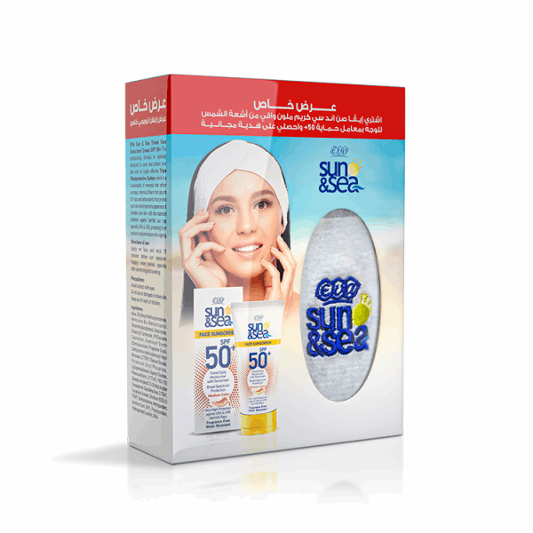 عرض ايفا صن اسكرين200ملspf50+صن اسكرين للوجه40ملspf50
