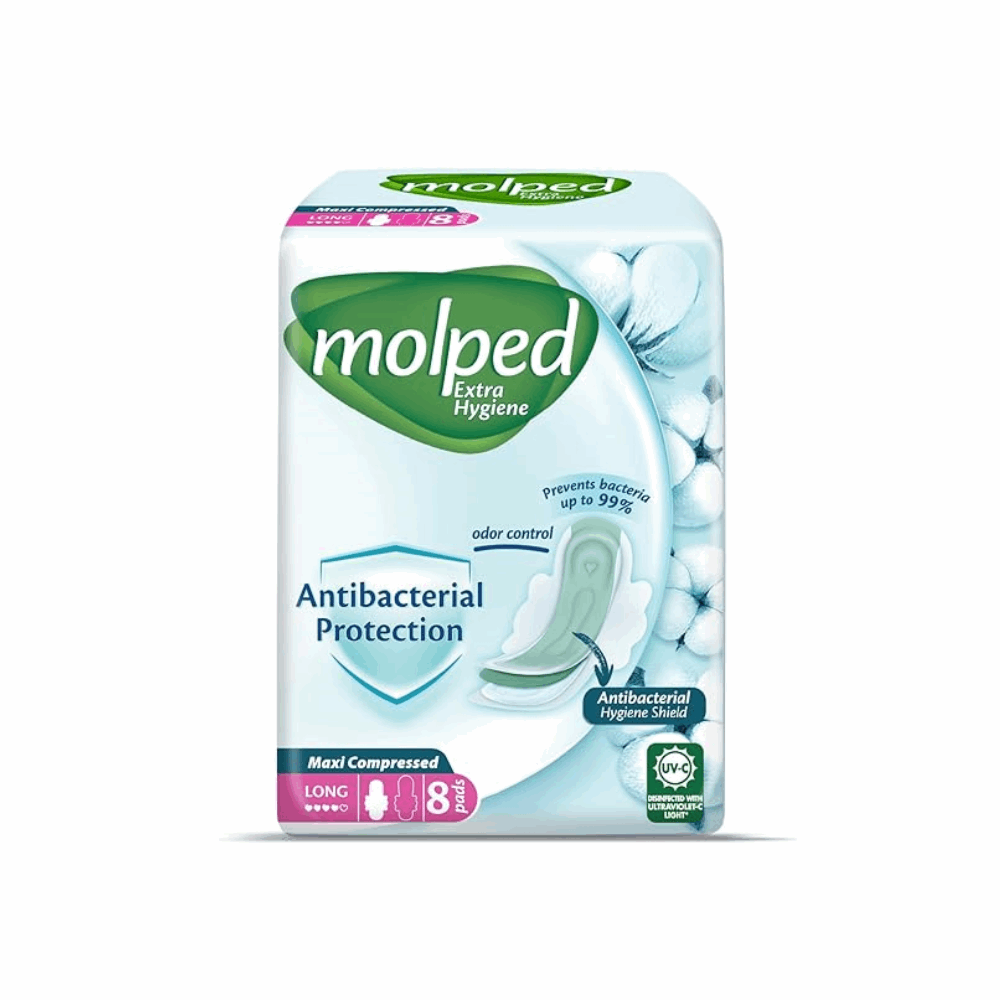 فوط صحيه مولبد ماكسى سميكة مضاد للبكتيريا طويل 8 فوطه (ابيض)