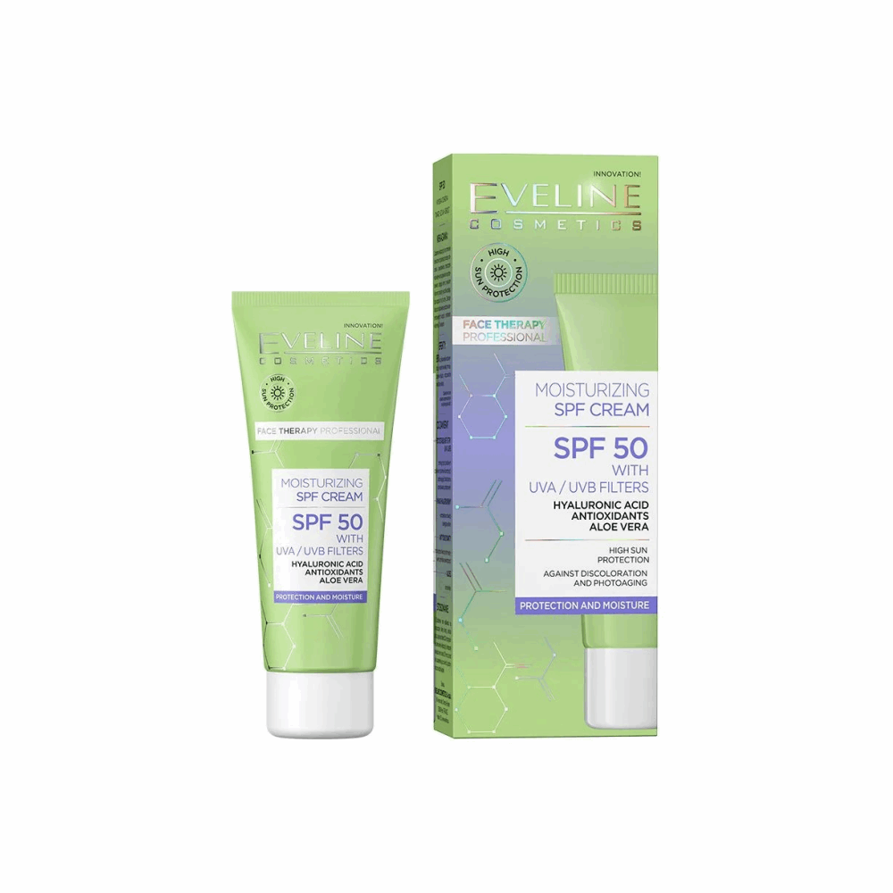 كريم بشرة ايفيلين مرطب SPF50 هيالورونيك اسيد 30مل