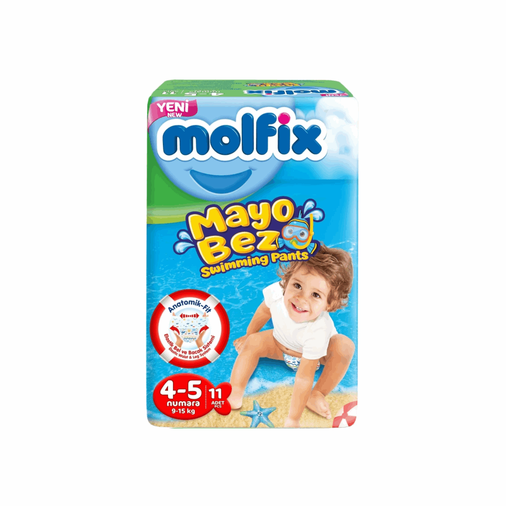 حفاضات اطفال مولفيكس شورت للسباحة مقاس 4-5   11 قطعة